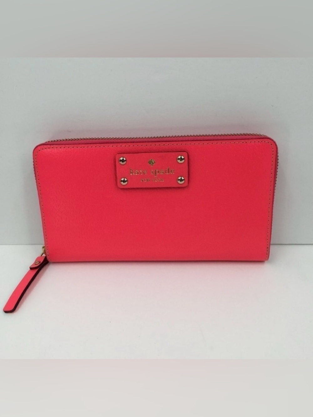 Kate Spade Wellesley Hot Rose leather Zip continental wallet pink zipper Neda